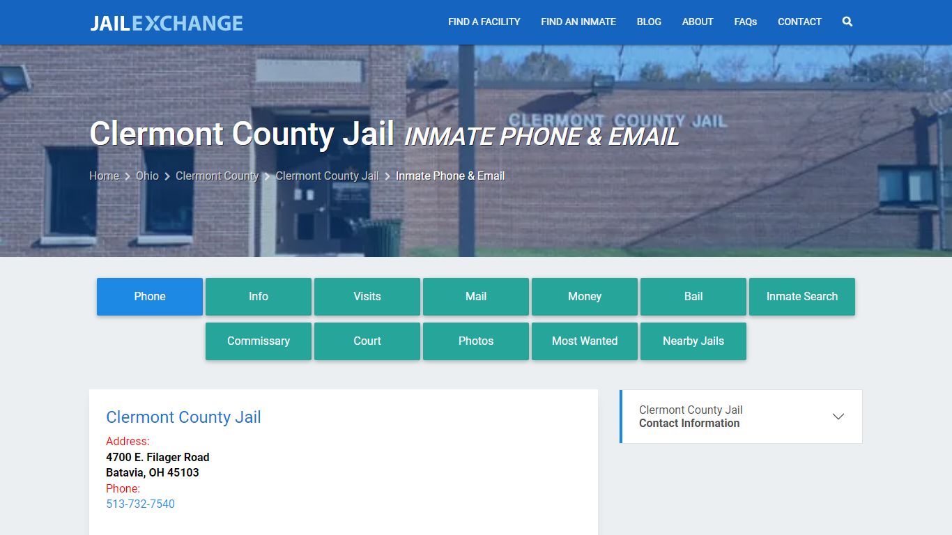 Inmate Phone - Clermont County Jail, OH - Jail Exchange